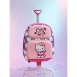 Üç Boyut Helo Kity Çekçekli Anaokul Kreş Sırt Çanta Valiz Çocuk Çantası (Ölçülere Bakınız) - Pembe - Mor - 35x25