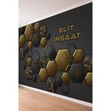 Üç Boyutlu Altıgen Panel Desenli Özelleştirilebilir Ofis Tekstil Duvar Kağıdı, 200 x 250