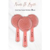Üç Boyutlu Oval Saç Fırçası Pembe x 3 Adet