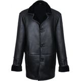 Üç Düğmeli Erkek Kürk Kaban - 01 Siyah - XL