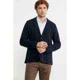 Üç Düğmeli Yünlü Triko Ceket - Koyu Lacivert - XL