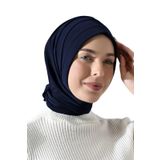 Üç Farklı Bağlamalı Tesettür Hazır Pratik Şal Lacivert