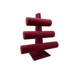 Üç Kademeli Süet Kumaş Bordo Renk 31/28 Cm Bileklik-Saat Sergileme Standı