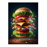 Üç Katlı Dev Hamburger Model Ahşap Tablo