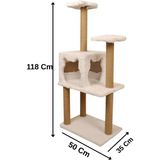 Üç Katlı Yuvalı Lüx Kedi Tırmalama Platformu ve Kedi Oyun Evi - Beyaz