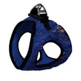 Üç Kilitli Simli Peluş Kedi Köpek Göğüs Tasması 24-28 cm XX-Small Lacivert