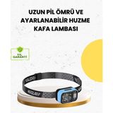 Üç Renkli LED Kafa Feneri 53 Mod Güç Göstergeli Type C Şarjlı Midastech - Çok Renkli