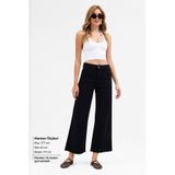 Ucajean UCA JEANS Kadın Siyah Yüksek Bel Kesik Paça Wide Leg Jean