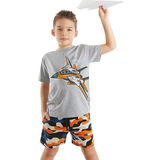 Uçak Erkek Çocuk Yazlık T-shirt Kamuflaj Şort Takım