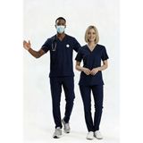Uçak İş Giyim Koyu Lacivert B-Flex Likralı Scrubs Takım Alt Üst Doktor Hemşire Forması - 2XL