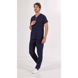 Uçak İş Giyim Lacivert Erkek Kesim Core-flex Likralı Cerrahi Takım Hemşire & Doktor Forması - 4XL