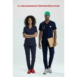Uçak İş Giyim LACİVERT HEMŞİRE FORMASI LİKRALI SCRUBS TAKIM (PATRIOT BLUE) - Lacivert - 2XL