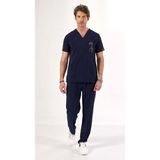 Uçak İş Giyim Lacivert U-Flex Likralı Scrubs Takım Doktor & Hemşire Forması - 2XL