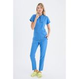 uçak iş giyim Royal Mavi PETRA Premium Likralı Kumaş Alt Üst Doktor Hemşire Forma Takımı Scrubs Üniforma