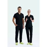 Uçak İş Giyim SİYAH B-FLEX LİKRALI SCRUBS TAKIM ALT ÜST DOKTOR HEMŞİRE FORMASI - Siyah - XL