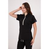 uçak iş giyim Siyah MYRA Premium Likralı Kumaş Alt Üst Doktor Hemşire Forma Takımı Scrubs Üniforma