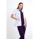 Uçak Medikal Beyaz Ceket Boy, Kısa Kol, Hakim Yaka, Doktor Önlüğü - XS