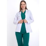 Uçak Medikal Beyaz Ceket Boy, Uzun Kol, Klasik Yaka, Doktor Önlüğü - 2XL