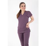 Uçak Medikal Soft Mürdüm U-flex Likralı Tek Üst Hemşire & Doktor Forması