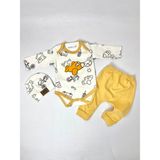 Uçak Nakışlı Bebek Takımı - Sarı - 3 - 6 Ay