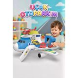 Uçak Otoparkım - 2'Si 1 Arada Dönüşen Uçak Oyun Seti Ve Araç Bakım İstasyonu 32 Cm (2 Spor Araba + 1 Helikopter)