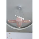 Uçak Temalı Led Çocuk Odası Sarkıt Avize (70X80) Kişiye Özel , El Yapımı Görünüm(Pastel Pembe)