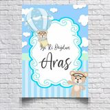 Uçan Balon ve Ayıcık Temalı Doğum Günü Afişi 35X50 cm