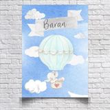 Uçan Balon ve Fil Temalı Doğum Günü Afişi 35X50 cm