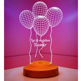 Uçan Balonlu Hediye Kişiye Özel 3D Balonlar Led Lamba, Doğum Günü Hediyesi İyi ki Doğdun