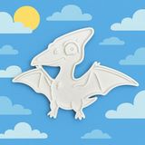 Uçan Dino Figür Boyama Seti – 4 Renk Boya + 1 Fırça | Çocuk Eğitici Hobi Plakası (12 Cm) - Beyaz