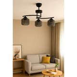 Uçar Fuji Modern Tasarım Yatak Odası Salon Mutfak Oturma Odası Renk Camlı 3 Lü Avize - Füme