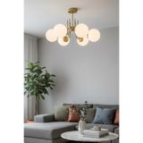 Uçar Modern Idil Beyaz Kapalı CamlıGold Kasa Altılı Avize