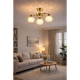 Uçar Modern Ilay Eskitme Gold Boyalı 3lü 4lü Camlı Avize