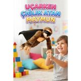 Uçarken Çığlık Atan Maymun – Eğlenceli İnteraktif 25 CM Uçan Maymun Sapan Oyuncak