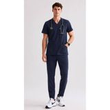ÜÇAS UNIFORM LACİVERT LUX SCRUBS LİKRA TAKIM DOKTOR HEMŞİRE FORMASI