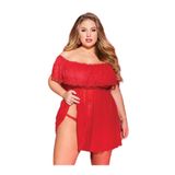 Üçay Butik 2056 Battal Beden Gecelik KIRMIZI 4XL
