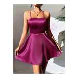 Üçay Butik 3654-1 Saten Gecelik Mor M