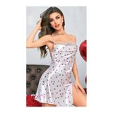 Üçay Butik 3657 Saten Gecelik Beyaz S