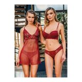 Üçay Butik Büşra 1232 Balenli Destekli 3lü Sütyen Takım BORDO