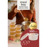 UCCO 1 ADET 500 ml Et Kemik Suyu, Sos Meze ve Gıda Buzluk Saklama Kabı - Porsiyonluk Yemek Kapaklı Buzdolabı Organizer Kase