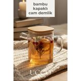 UCCO 1 Litre Bambu Kapaklı Boroslikat Cam Demlik Sürahi | Detox, Limonata, Bitki, Çayı, Yağdanlık Mutfak