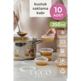 Ucco 10 Adet 350 ml Sızdırmaz Kapaklı Sosluk Buzluk Saklama Kabı, Et Suyu, Kemik Suyu Mutfak Organizeri - Şeffaf