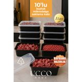 UCCO 1000 ml Kurban Bayramı Seti Mikrodalga Buzluk Saklama Kabı - 10 Adet- Et Suyu, Kemik Suyu Buzdolabı Organizeri
