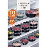 UCCO 10'lu 250 ml Kıyma Et Sos Kemik Suyu Sebze Saklama Kabı Sızdırmaz Mikrodalga Buzluk Düzenleyici