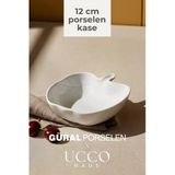 UCCO 12 cm Porselen Kase Çerezlik Kahvaltılık Meyve Tabağı Tatlı Sunum Tabağı Kahvaltılık Tabak