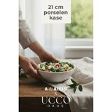 Ucco 21 cm Porselen Artisan Salata Meyve Sunum Kasesi - Yemek Makarna Tabağı - Beyaz