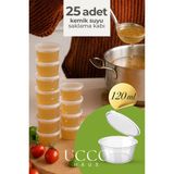 Ucco 25 Adet 120 ml Sızdırmaz Kapaklı Sosluk Buzluk Saklama Kabı, Et Suyu, Kemik Suyu Mutfak Organizeri - Şeffaf