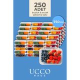 Ucco 250 Adet 750 ml Ekonomik Buzdolabı Dondurucu Erzak Sızdırmaz Saklama Kabı Seti Buzluk Organizer - Şeffaf