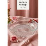 Ucco 26 cm Büyük Boy Cam Salata Servis Kasesi Lüks Sunum Tabağı - Şık Sunumluk Tabak Manila