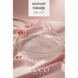 UCCO 26 cm Büyük Boy Cam Salata Servis Kasesi Lüks Sunum Tabağı - Şık Sunumluk Tabak Novento